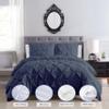 Saferay Green Luxury Steel Blue Pinch Pleated Pintuck Duvet Cover Set Oversized King - 120x98 Size Egyptian Cotton Luxury Soft & Breathable Comforter Cover with Corner Ties & Zipper Closure view 2