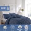 Saferay Green Luxury Steel Blue Pinch Pleated Pintuck Duvet Cover Set Oversized King - 120x98 Size Egyptian Cotton Luxury Soft & Breathable Comforter Cover with Corner Ties & Zipper Closure view 3