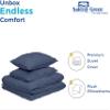 Saferay Green Luxury Steel Blue Pinch Pleated Pintuck Duvet Cover Set Oversized King - 120x98 Size Egyptian Cotton Luxury Soft & Breathable Comforter Cover with Corner Ties & Zipper Closure view 4