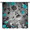 Abstract Light Blue Rose Floral Curtains Romantic Modern Flower Black Leaves for Women Girls Bedroom Decor Printed Rod Pocket Blackout Window Drapes for Living Room Kitchen Cafe W42xL84in 2 Panels view 1