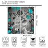 Abstract Light Blue Rose Floral Curtains Romantic Modern Flower Black Leaves for Women Girls Bedroom Decor Printed Rod Pocket Blackout Window Drapes for Living Room Kitchen Cafe W42xL84in 2 Panels view 2
