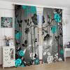 Abstract Light Blue Rose Floral Curtains Romantic Modern Flower Black Leaves for Women Girls Bedroom Decor Printed Rod Pocket Blackout Window Drapes for Living Room Kitchen Cafe W42xL84in 2 Panels view 4