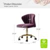 HULALA HOME Home Office Desk Chair with Gold Wheels, Small Cute Vanity Chair with Back for Bedroom, Adjustable Rolling Task Work Seat for Women/Girls, Purple view 2