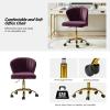 HULALA HOME Home Office Desk Chair with Gold Wheels, Small Cute Vanity Chair with Back for Bedroom, Adjustable Rolling Task Work Seat for Women/Girls, Purple view 3