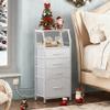 WLIVE Night Stand with Charger Station, White Nightstand with LED Light and 4 Storage Drawers, Tall Dresser for Bedroom, 37.48" H Bedside Table with Fabric Bins, Wood Shelf view 2