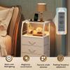WLIVE Night Stand with Charger Station, White Nightstand with LED Light and 4 Storage Drawers, Tall Dresser for Bedroom, 37.48" H Bedside Table with Fabric Bins, Wood Shelf view 4