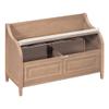 HZXINKEDZSW 42" Rustic Style Storage Bench with Safety Hinge, Wood Multifunctional Storage Bench with 2 Cabinets for Entryway, Living Room, Bedroom, Mudroom (Brown+ Beige-01) view 4