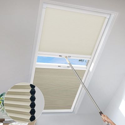 MiLin Day Night Skylight Shades Cordless Cellular Skylight Honeycomb Blinds Reduce Noise Privacy Shades Suitable for Roof Inclined Plane Room Windows - Custom Size (Blackout Desert Sand)