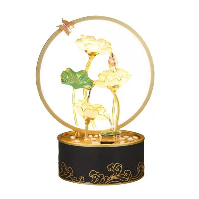 Indoor Tabletop Fountain with Light Ring, Tabletop Fortune-Boosting Ornament, Suitable for Opening and Housewarming Gifts