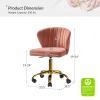 HULALA HOME Home Office Desk Chair with Gold Wheels, Small Cute Vanity Chair with Back for Bedroom, Adjustable Rolling Task Work Seat for Women/Girls, Pink view 2