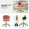 HULALA HOME Home Office Desk Chair with Gold Wheels, Small Cute Vanity Chair with Back for Bedroom, Adjustable Rolling Task Work Seat for Women/Girls, Pink view 3