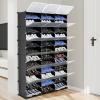 12-Tier Portable 72 Pair Shoe Rack Organizer 36 Grids Tower Shelf Storage Cabinet Stand Expandable for Heels, Boots, Slippers, Black view 2