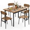 furlinkhm Kitchen Dining Table Set for 4, Modern Rectangular 5 Piece Dining Room Table and Chairs Set, Brown Wooden Metal Table Set for Family Dinner, Party, Afternoon Tea and Work (Oval) view 1