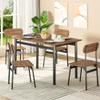 furlinkhm Kitchen Dining Table Set for 4, Modern Rectangular 5 Piece Dining Room Table and Chairs Set, Brown Wooden Metal Table Set for Family Dinner, Party, Afternoon Tea and Work (Oval) view 2