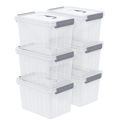 Udotry 6 Quart Clear Plastic Storage Latching Bins with Handle, Small Plastic Boxes with Lids, 6 Packs