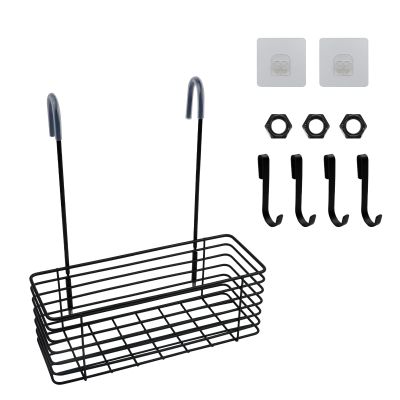 Antrader Hanging Shower Rack,Shower Caddy Hanging,Hung on the Faucet or the Door,the Back Hook Can be Rotated,No Drilling,304 Stainless Steel,Single Layer Shelf-Black