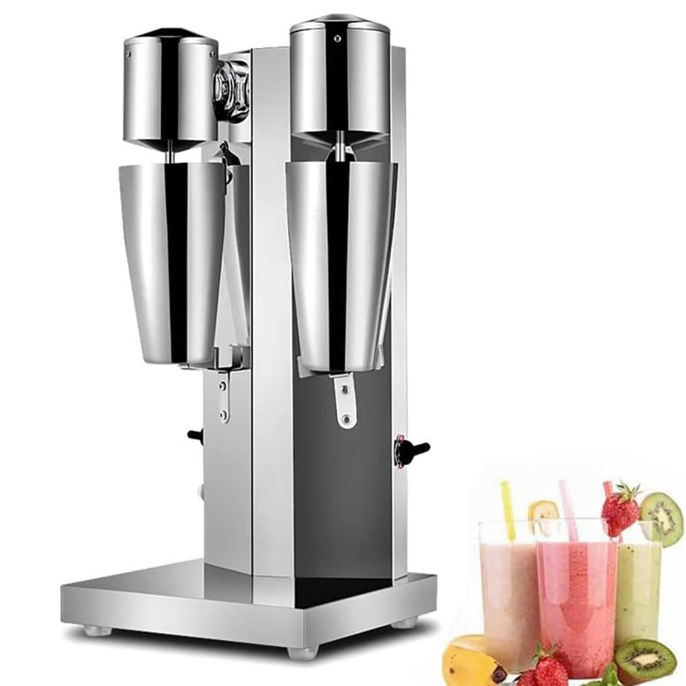ErnZi Electric Double Heads Milk Shaking Machine, 18000RMP Commercial Stainless Steel Silent Milk Shake Machine with 800ml Cup, for Drink Mixer Shaking Maker Bubble Boba Tea, 20240125