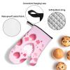 3 pcs Oven Mitts and Pot Holders Set High Heat Resistant Oven Glove and Hot Pads Washable Kitchen Oven Mittens Pink Heart Shape Non-Slip Potholder for Cooking Baking Grilling view 4