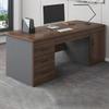 KWOKING Contemporary Brown Wooden Office Desk with Locking Drawers & Cable Management - Without Chairs Desk Staff Desk Office Staff Desk Simple Computer Desk Brown-Black - 4 Drawers 47"L x 24"W x 29"H view 1