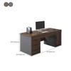 KWOKING Contemporary Brown Wooden Office Desk with Locking Drawers & Cable Management - Without Chairs Desk Staff Desk Office Staff Desk Simple Computer Desk Brown-Black - 4 Drawers 47"L x 24"W x 29"H view 2