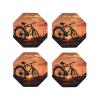 4Pcs Drink Coasters for Drinks Tabletop Protection, Road Bicycle Leather Coaster for Kinds of Cups, Absorbent Cup Coaster for Coffee Table Home Decor 4" Cup Mat Pad view 1