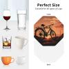 4Pcs Drink Coasters for Drinks Tabletop Protection, Road Bicycle Leather Coaster for Kinds of Cups, Absorbent Cup Coaster for Coffee Table Home Decor 4" Cup Mat Pad view 4