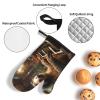 3 pcs Oven Mitts and Pot Holders Set High Heat Resistant Oven Glove and Hot Pads Washable Kitchen Oven Mittens Sloth Playing Piano Cartoon Non-Slip Potholder for Cooking Baking Grilling view 4