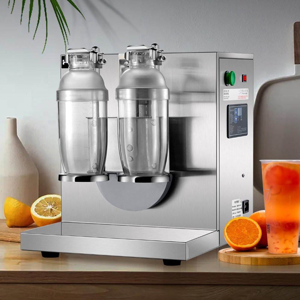 Automatic Milk Tea Shaker Machine 360 Electric Double Head Milk Tea Shaking Machine 350ml-700ml Drink Mixer for Bubble Tea Boba Tea Juice Coffee Milk Wine Cocktail