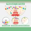 WADORN 4pcs Happy Birthday Half Round Fan Flag Banner, Balloon Pattern Door Flag Birthday Cakes Short Window Decoration Fan for Party Home Office Bathroom Dining Room Bedroom, 35.43x18.5 Inch view 3