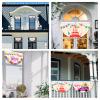 WADORN 4pcs Happy Birthday Half Round Fan Flag Banner, Balloon Pattern Door Flag Birthday Cakes Short Window Decoration Fan for Party Home Office Bathroom Dining Room Bedroom, 35.43x18.5 Inch view 4