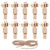 Amosfun 50Pcs Mini Wooden Clothespins 1.57 Inch Small Wood Clips with Jute Twine for Hanging Photos Tags Crafts and Home D Cor view 1