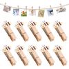 Amosfun 50Pcs Mini Wooden Clothespins 1.57 Inch Small Wood Clips with Jute Twine for Hanging Photos Tags Crafts and Home D Cor view 2