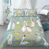 Boasorte Graceful Goose Prints Duvet Cover Set | Farm Animal Pastoral Goose Design Bedding Set | with Soft Duvet Cover+2 Pillow Shams(3pcs) or Sheet (4pcs) (A,Full-3PCS) view 1