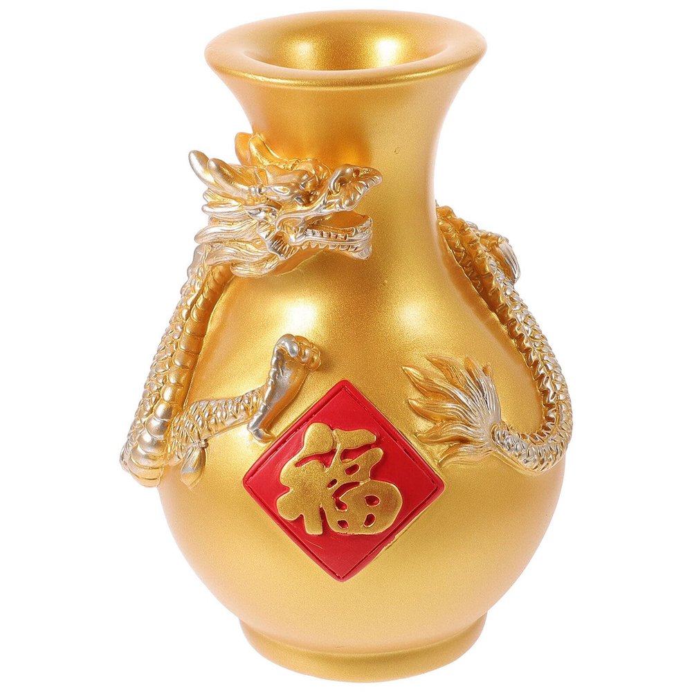 Cabilock Charming Dragon Vase Resin Floral Holder Chinese Dragon Pot Decorative Centerpiece