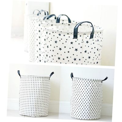 Ciieeo Sundries Storage Basket Cotton Laundry Hamper Lid for Boys and Girls Snacks Clothes 35x45cm