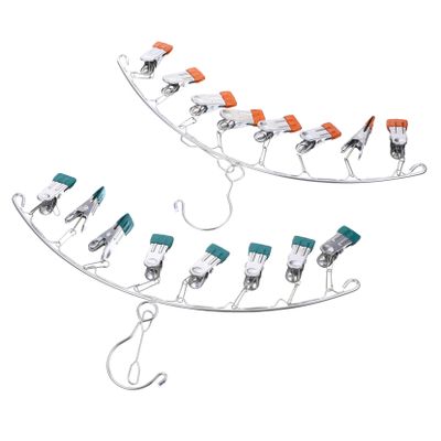 Zerodeko 2pcs Space Saving Sock Clips Hangers Stainless Steel Hangers for Laundry Rack Towel Organizer