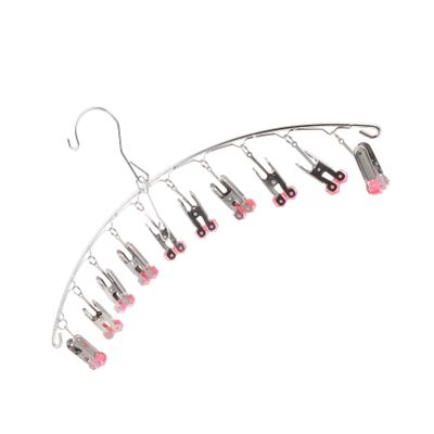 PRETYZOOM Stainless Steel Multi-Clip Drying Hanger Portable Sock and Underwear Clip Rack for Travel Space-Saving Design with Removable Home Use and Outdoor Drying