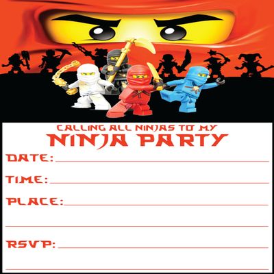 Set of 40 Ninja -Themed Happy Birthday Invitation Cards & Envelopes Lightweight (240g), Postcard Style Invites for the Perfect Party Pack
