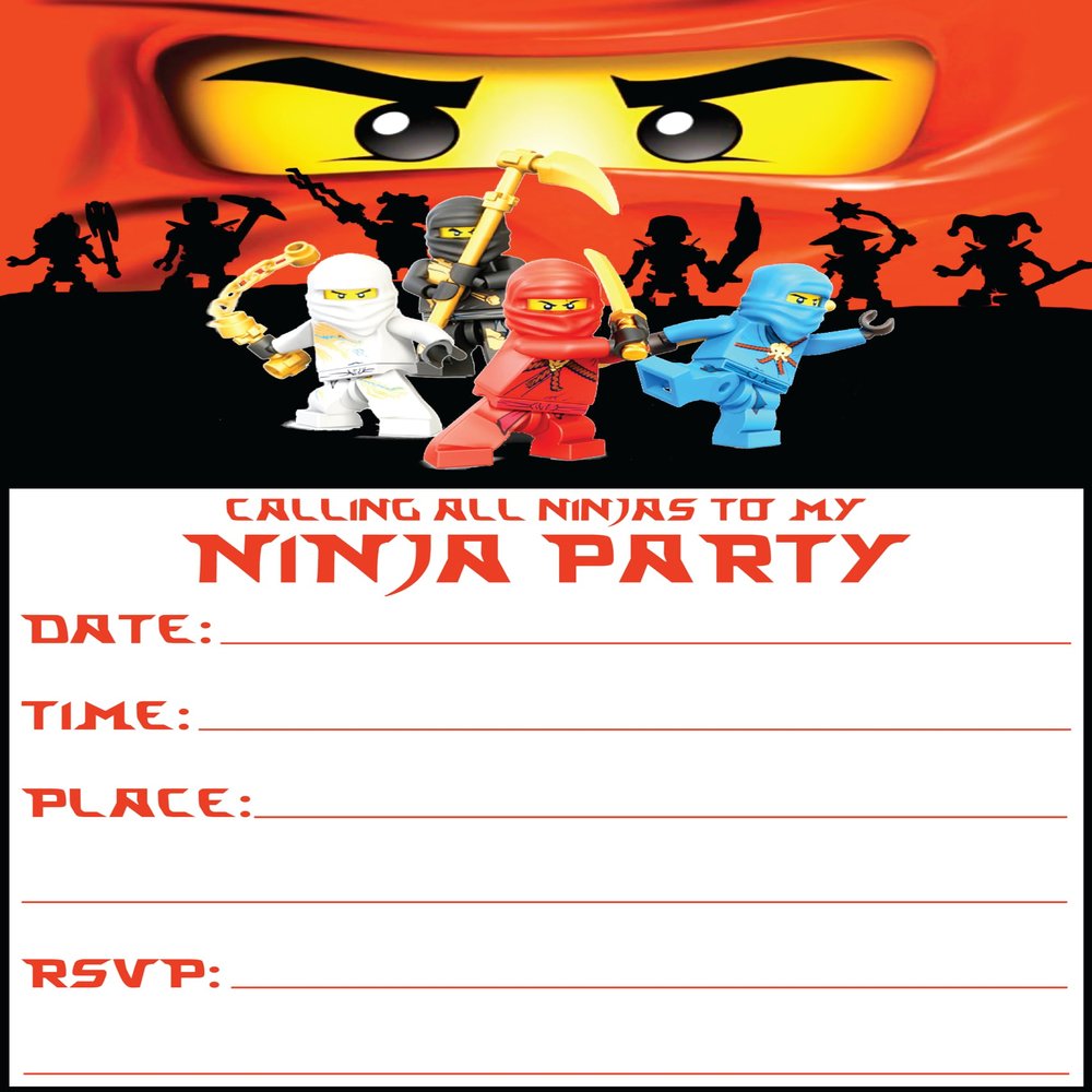 Set of 40 Ninja -Themed Happy Birthday Invitation Cards & Envelopes Lightweight (240g), Postcard Style Invites for the Perfect Party Pack