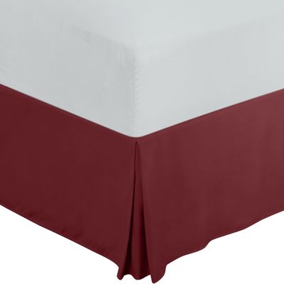 Gorayoo Bedding Box Pleated Bed Skirt 100% Pure Egyptian Cotton 9 Inch Drop Bed Frame Cover Easy to Put On Bedskirt Pleated Bed Skirt (Burgundy, Olympic Queen)