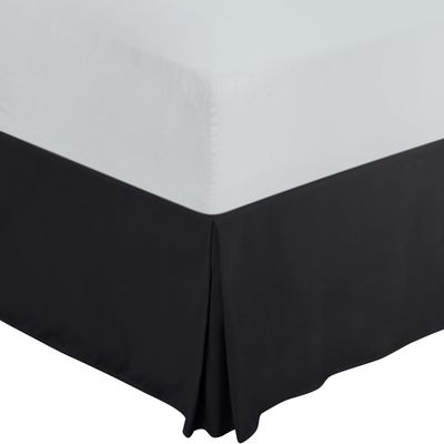 Gorayoo Bedding Box Pleated Bed Skirt 100% Pure Egyptian Cotton 11 Inch Drop Bed Frame Cover Easy to Put On Hotel Class Luxurious Bedding (Black, Queen)