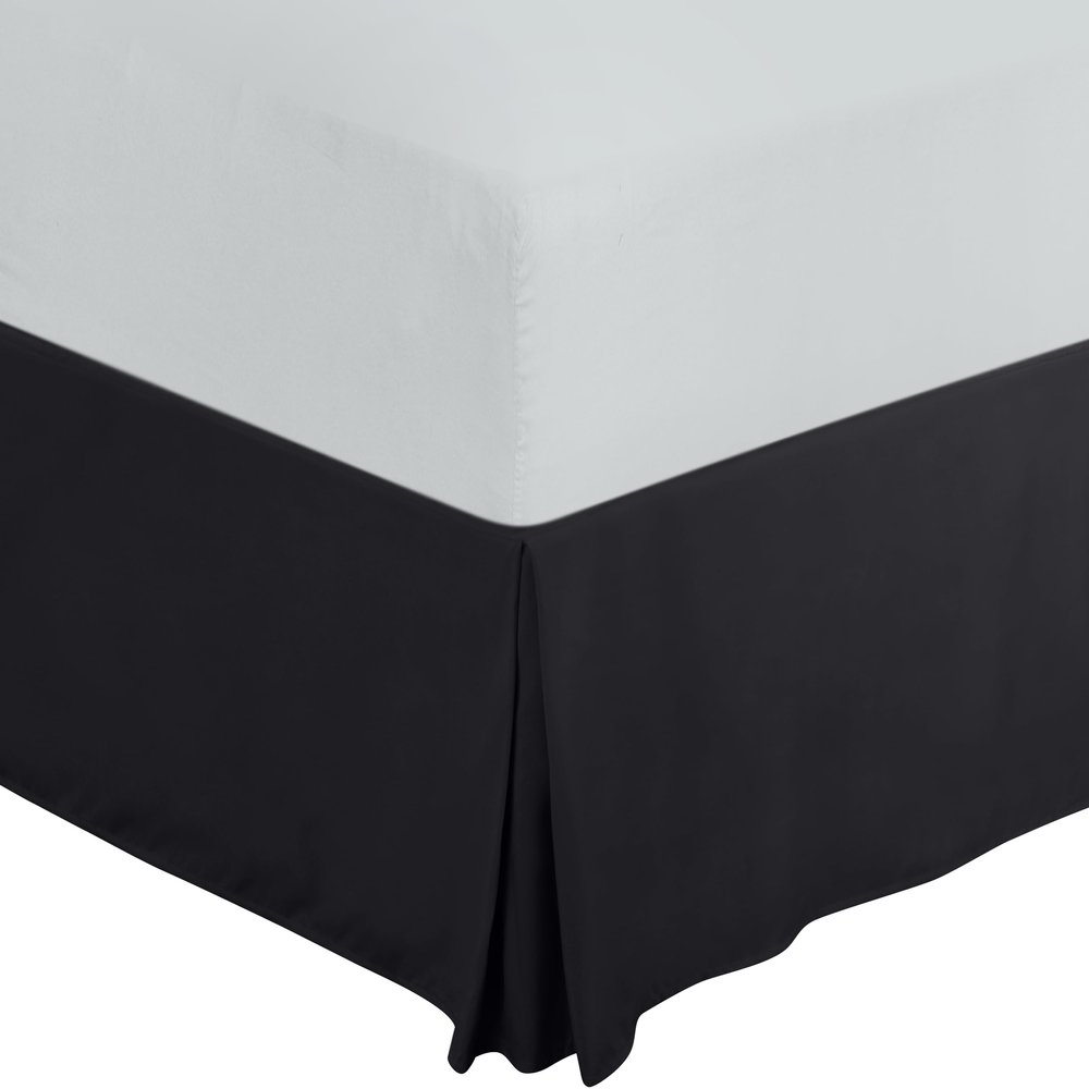 Gorayoo Bedding Box Pleated Bed Skirt 100% Pure Egyptian Cotton 11 Inch Drop Bed Frame Cover Easy to Put On Hotel Class Luxurious Bedding (Black, Queen)