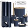 Clara Clark Bathroom Accessories Set - Bathroom Set, Bathroom Sets with Shower Curtain and Rugs, Shower Curtain Set with Bathroom Trash Can - Navy - 22PC view 1
