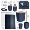 Clara Clark Bathroom Accessories Set - Bathroom Set, Bathroom Sets with Shower Curtain and Rugs, Shower Curtain Set with Bathroom Trash Can - Navy - 22PC view 2
