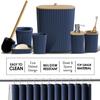 Clara Clark Bathroom Accessories Set - Bathroom Set, Bathroom Sets with Shower Curtain and Rugs, Shower Curtain Set with Bathroom Trash Can - Navy - 22PC view 3