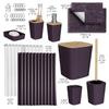 Clara Clark Bathroom Accessories Set - Bathroom Set, Bathroom Sets with Shower Curtain and Rugs, Shower Curtain Set with Trash Can - Purple - 22PC view 2