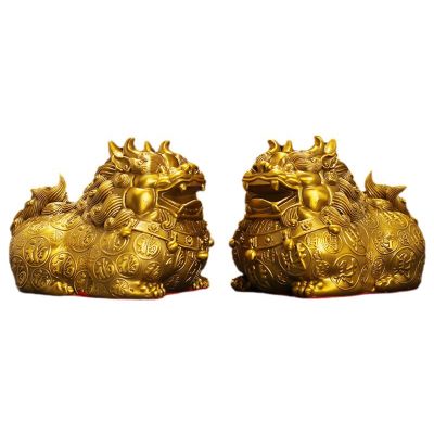 WXMYOZR Chinese Feng Shui Pi Yao/Pi Xiu Wealth Porsperity Statue,7" Pure Brass Lucky Pixiu Figurines Collectible Ornaments Attracting Wealth and Good Luck