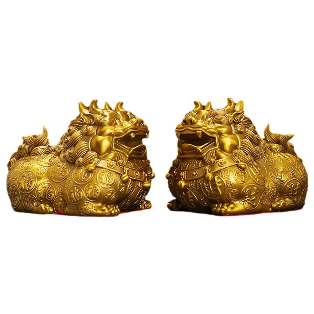 WXMYOZR Chinese Feng Shui Pi Yao/Pi Xiu Wealth Porsperity Statue,7" Pure Brass Lucky Pixiu Figurines Collectible Ornaments Attracting Wealth and Good Luck