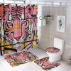 ZGDPBYF Animal Tiger Bathroom Rug Set of 3, Cartoon Pink Tiger Black and Yellow Geometry 3 Pieces Bath Mats Set for Bathroom, Washable Cover Floor Rug Decorations for Kitchen Bathroom Bedroom view 2