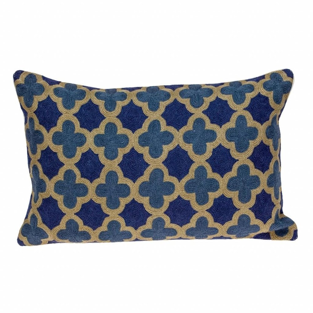 Bed Bath & Beyond 20" X 12" Blue Zippered 100% Cotton Throw Pillow